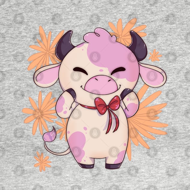 Happy strawberry spring cow by Itsacuteart